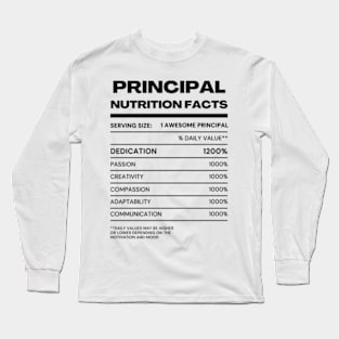 School Principal Nutrition Facts Long Sleeve T-Shirt